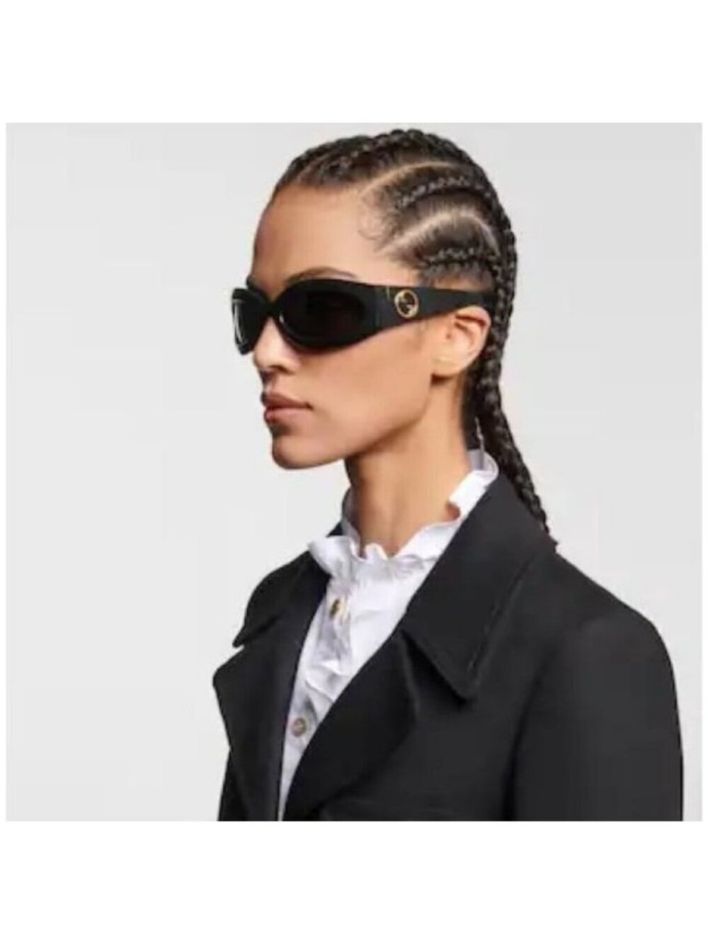 Gucci GG1247s 001 Black Gold Oval acetate sunglasses New
